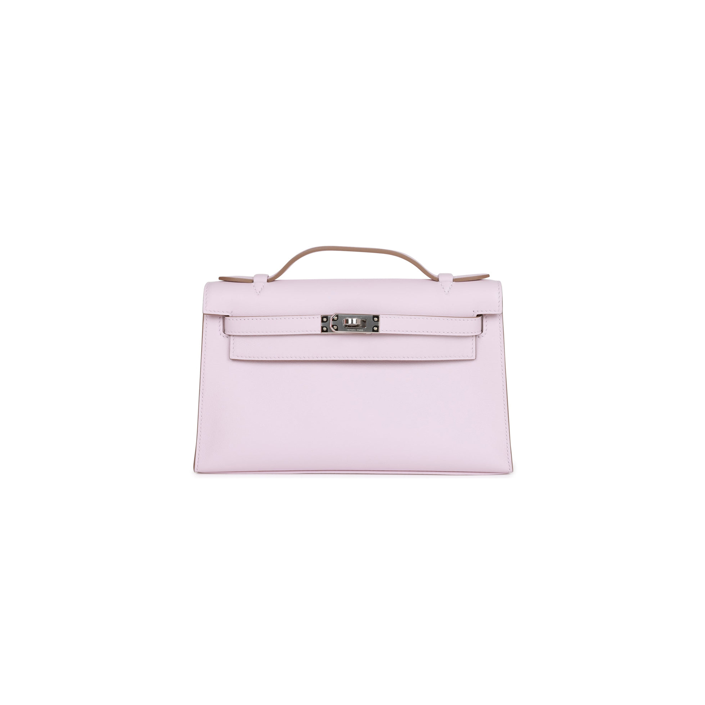 H**mes kelly pochette mauve pale swift palladium hardware (22*14*7cm)